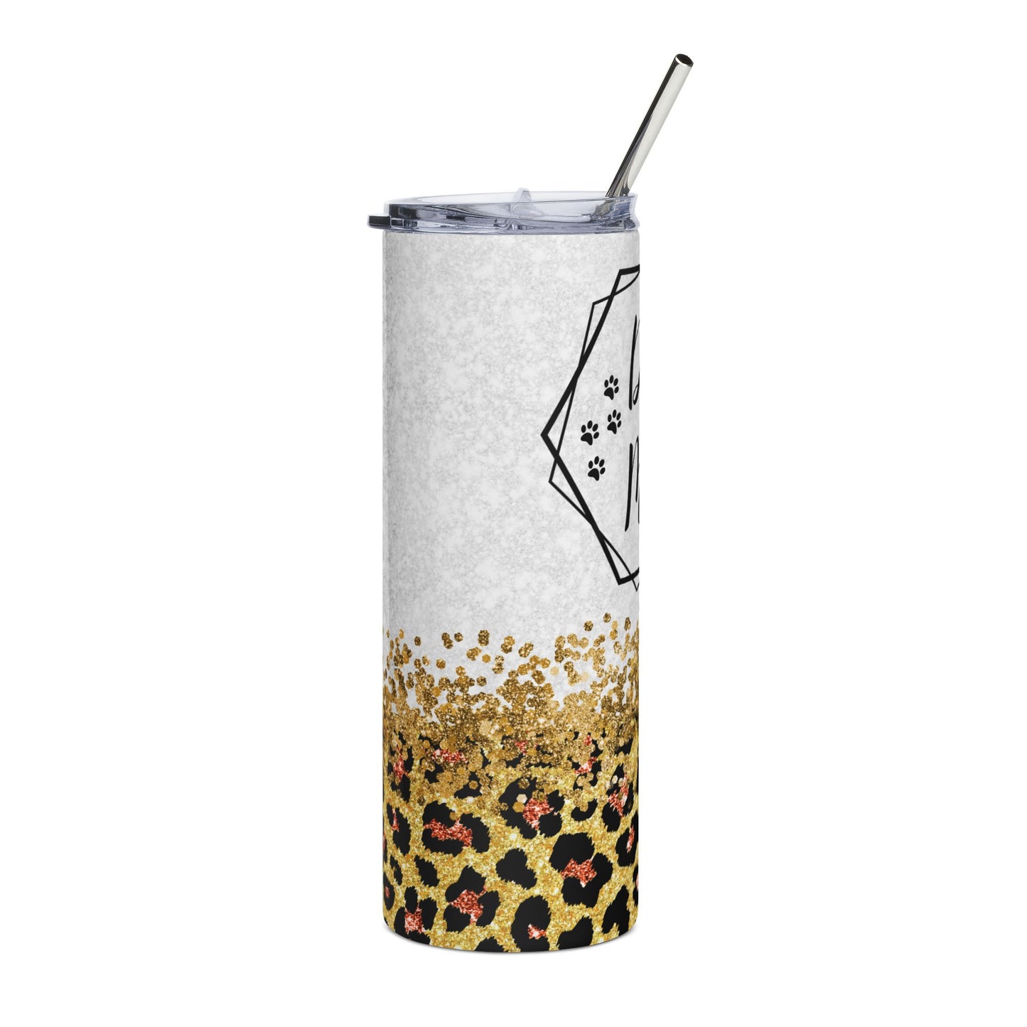 Dog Mom Leopard 20oz Stainless Steel Tumbler – Insulated Travel Cup with Straw
