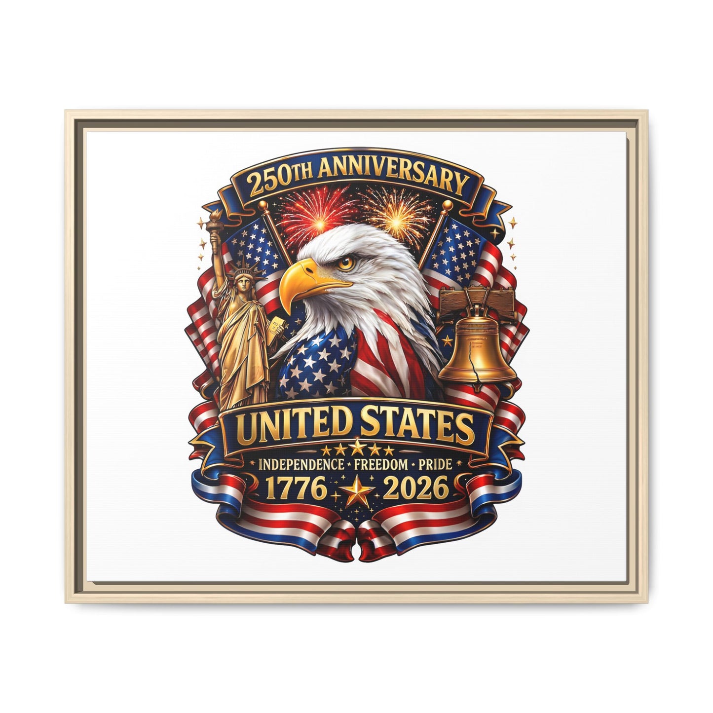 250th Anniversary United States Framed Canvas - Patriotic Eagle 1776–2026