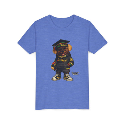 Youth Tee — Scholar Student Bear Graduation Graphic
