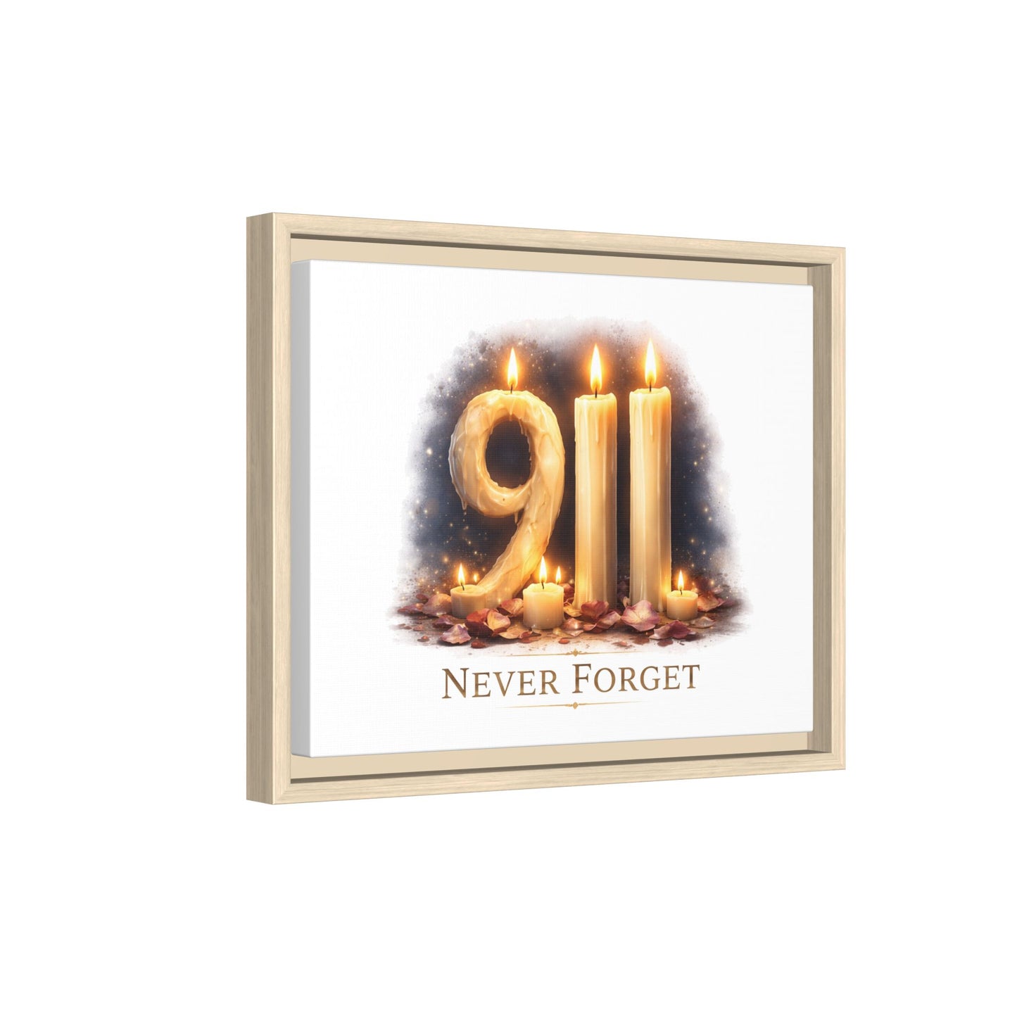 9/11 Never Forget Framed Canvas Print