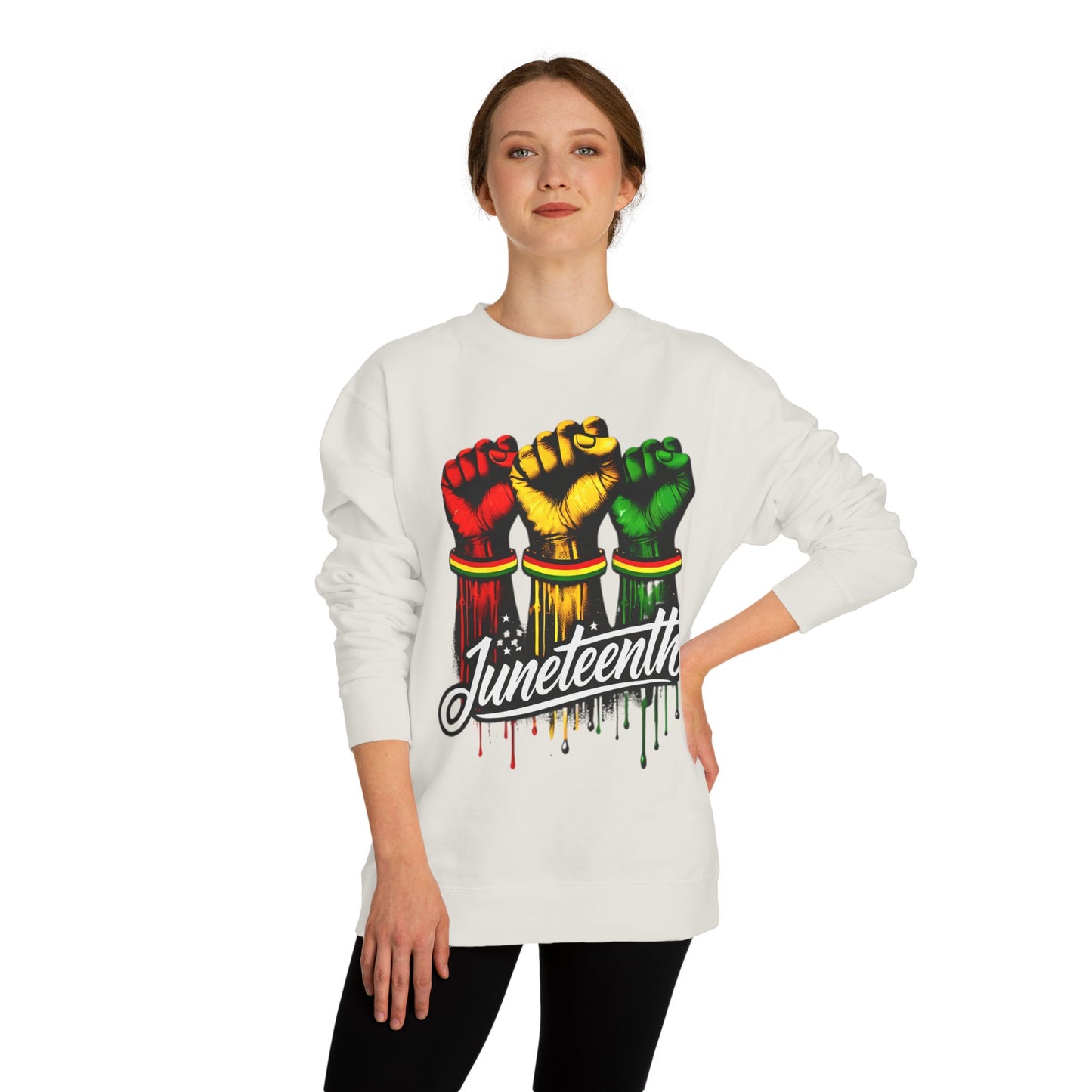 Juneteenth Fist Sweatshirt – Black Power Red Yellow Green Pride Crewneck