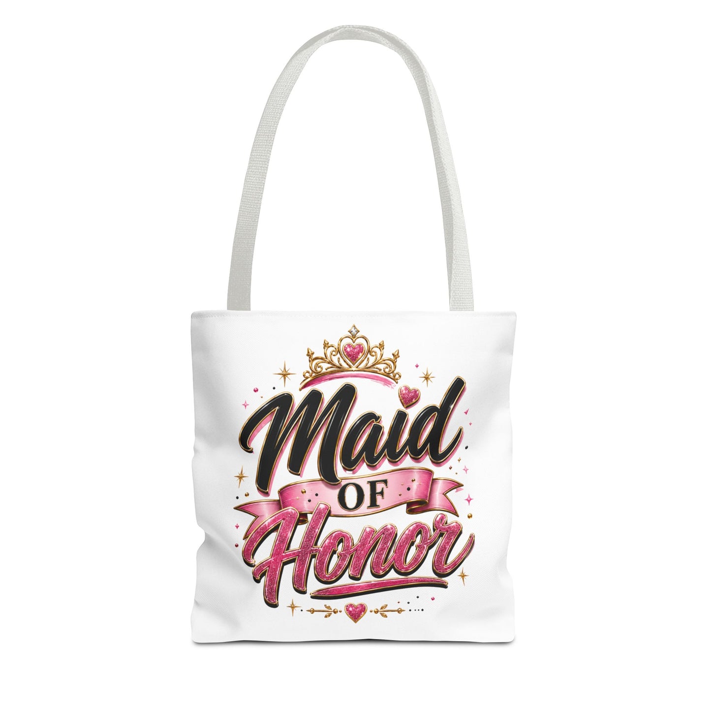 Maid of Honor Tote Bag — Pink Crown Bridal Party Tote for Weddings & Bachelorette