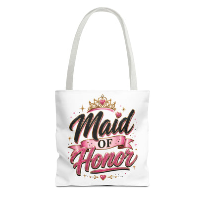Maid of Honor Tote Bag — Pink Crown Bridal Party Tote for Weddings & Bachelorette