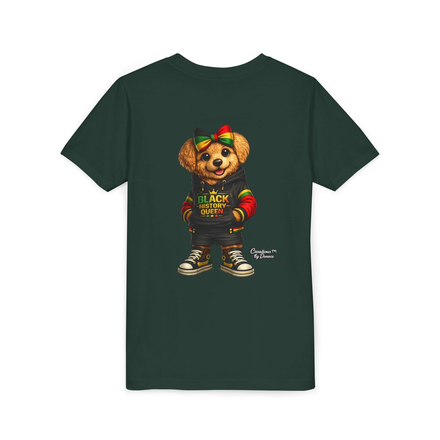 Youth Tee — Black History Queen Bear Graphic T-Shirt