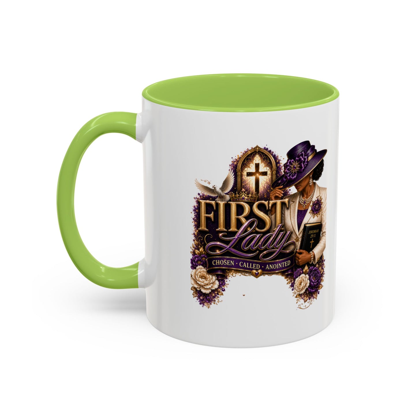 First Lady Church Coffee Mug — Elegant Purple Hat Gospel Tea Cup (11/15oz)