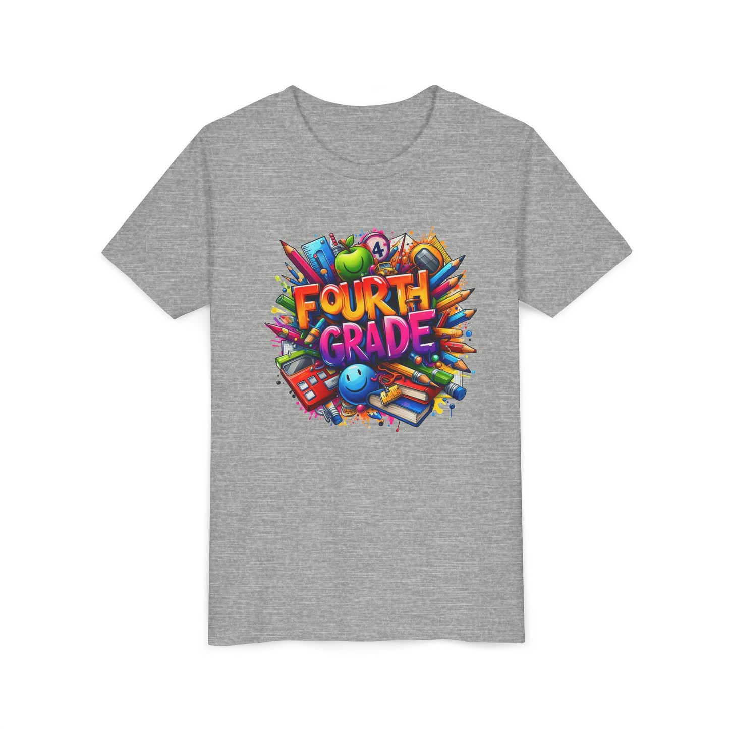 Fourth Grade Youth T‑Shirt – Colorful School Supplies Back to School Tee