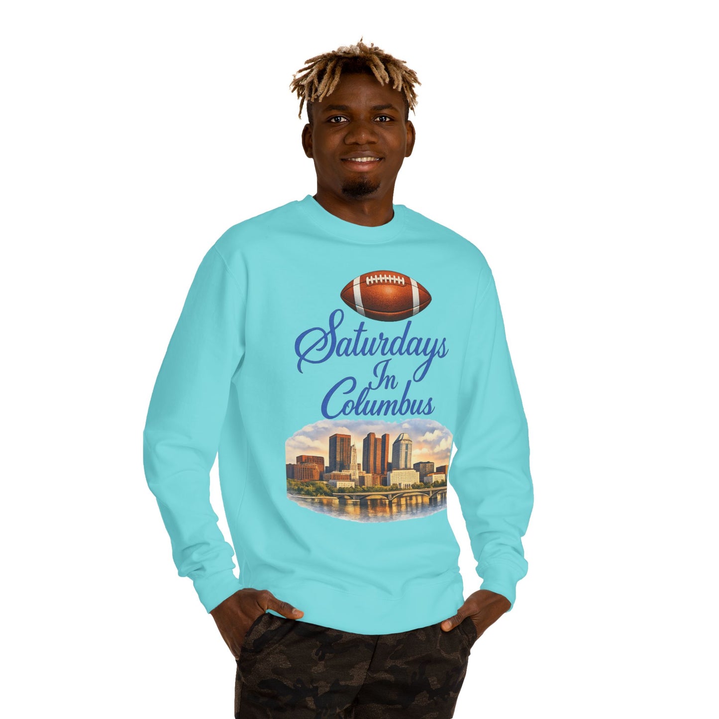 Saturdays in Columbus Sweatshirt — Football City Skyline Crewneck