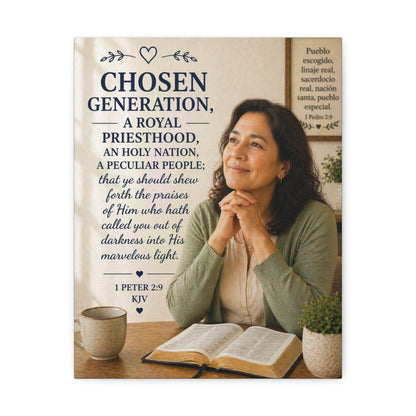 Chosen Generation Canvas Wall Art — 1 Peter 2:9 Inspirational Bible Verse Stretched Canvas