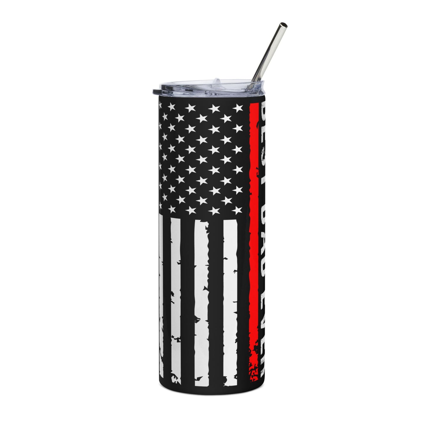 20oz Stainless Tumbler - "Best Dad Ever" Thin Red Line American Flag