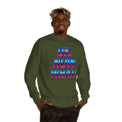 OK, Now What! Crewneck Sweatshirt — Bold Retro Gradient Graphic
