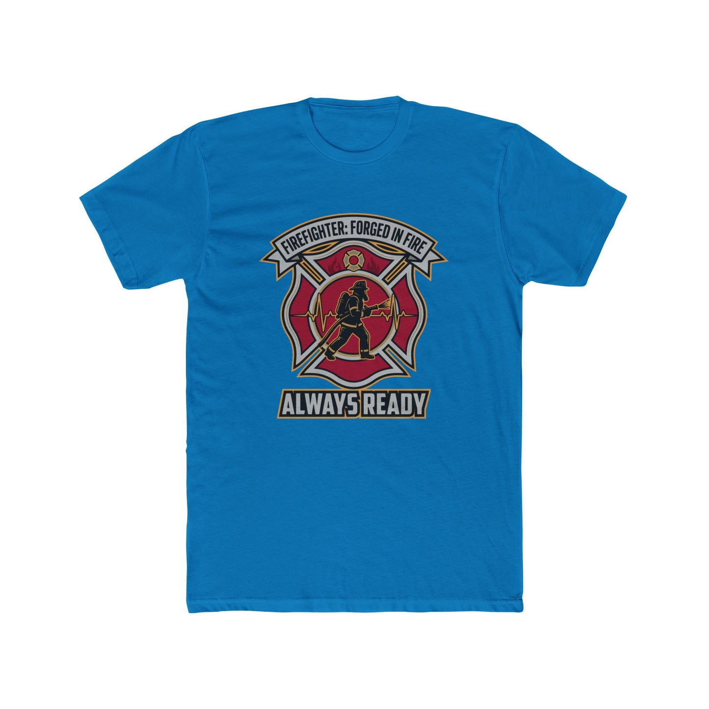 Firefighter Maltese Cross T‑Shirt — "Always Ready" Crew Tee