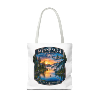 Minnesota Scenic Tote Bag — 'Land of 10,000 Lakes' Sunset Lake Design