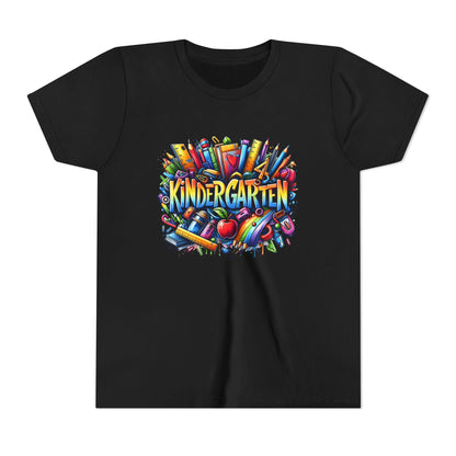 Kindergarten Colorful School Supplies Youth Tee — Back-to-School Kids T-Shirt