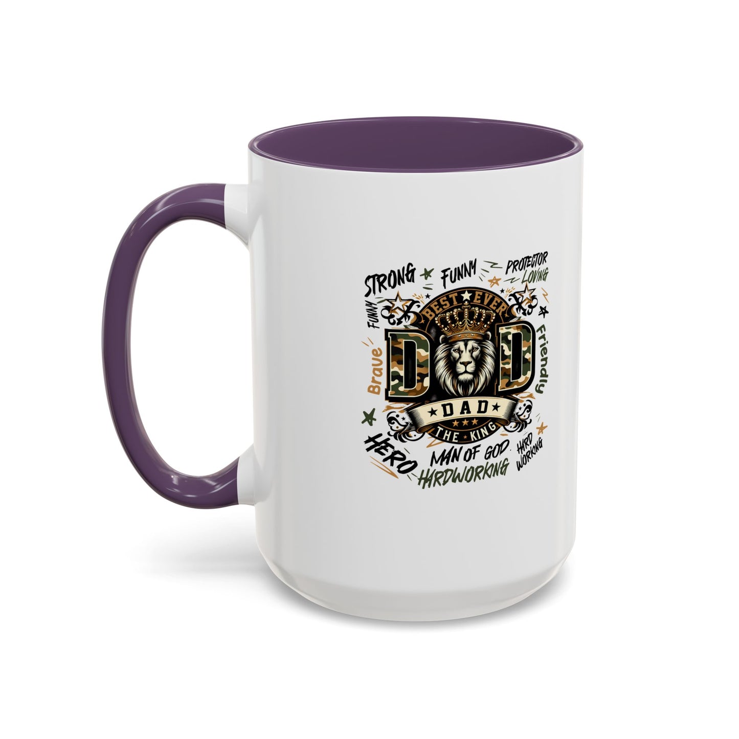 Dad King Lion Coffee Mug — 'Dad: The King' Accent 11/15oz Gift