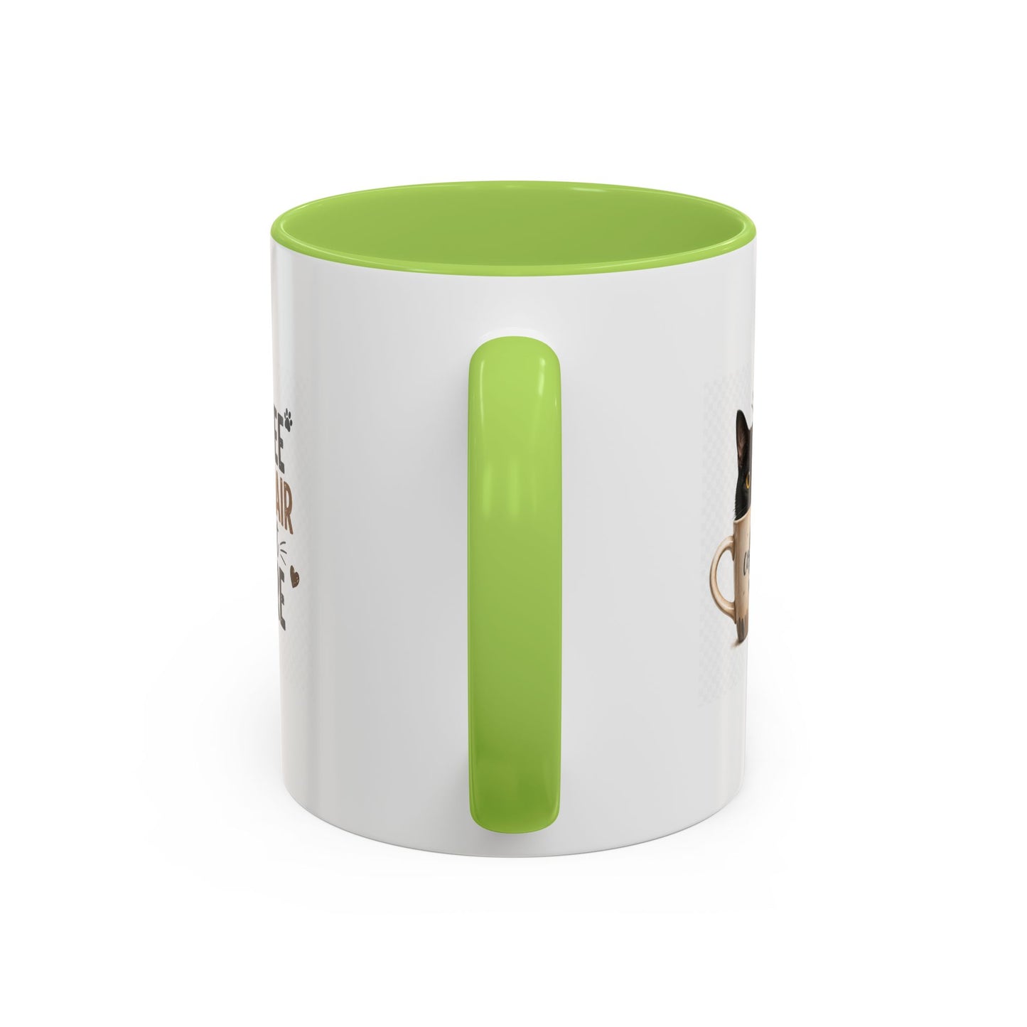 Coffee & Cat Hair Mug — "Coffee, Cat Hair, Don't Care" Accent Ceramic Coffee Mug (11/15oz)