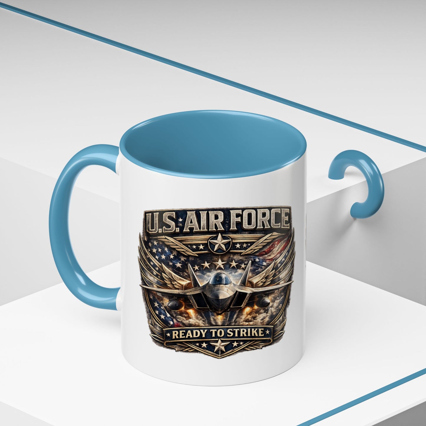 U.S. Air Force Accent Coffee Mug — "Ready to Strike" Military Aviation Gift