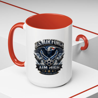 U.S. Air Force Accent Coffee Mug — Aim High Eagle Design (11/15 oz)