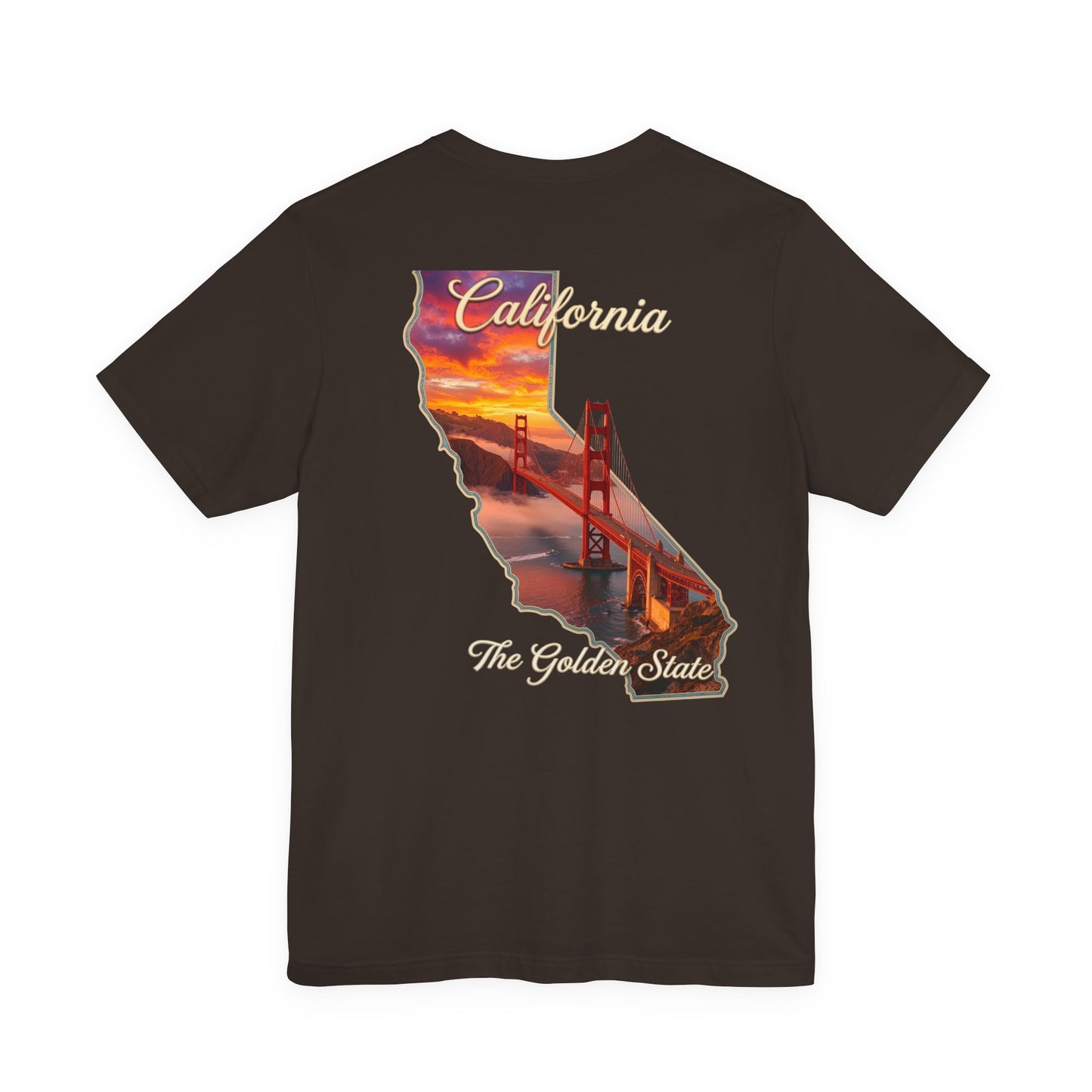 California Golden Gate Tee — "California The Golden State" Sunset Map T-Shirt