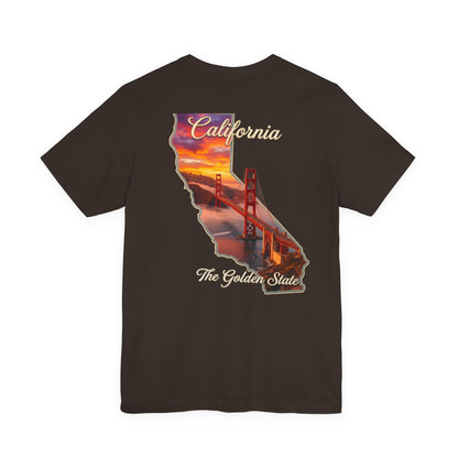 California Golden Gate Tee — "California The Golden State" Sunset Map T-Shirt