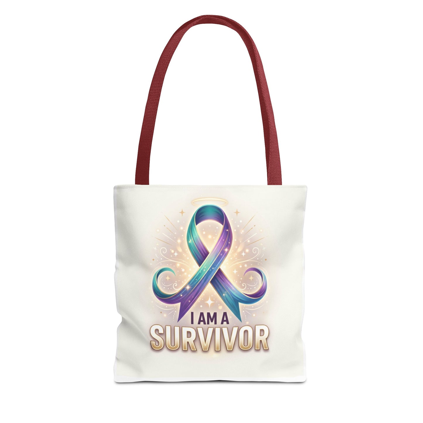 Survivor Ribbon Tote Bag - "I Am a Survivor" Awareness Reusable Shopper