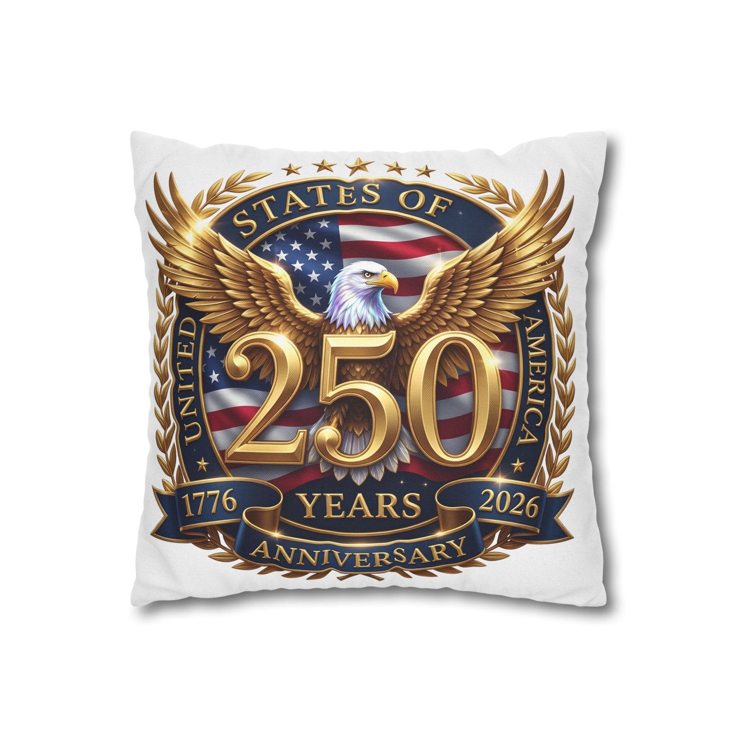 250th USA Anniversary Pillowcase – Patriotic Eagle 1776–2026 Decorative Throw Pillow Cover