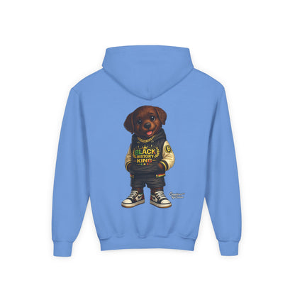 Youth Hoodie — 'Black History Kid' Puppy Graphic Sweatshirt