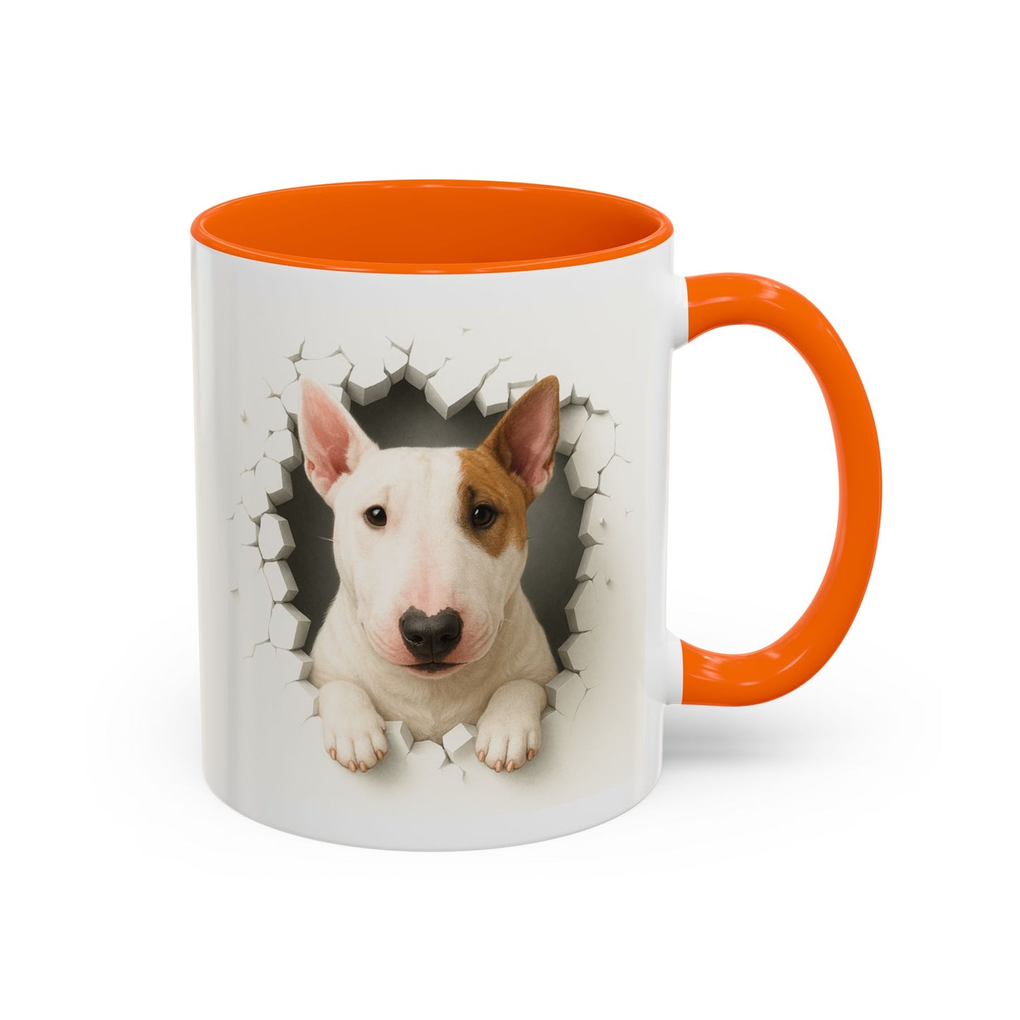 Bull Terrier Coffee Mug — Cute Dog Peeking Accent Mug (11/15oz)