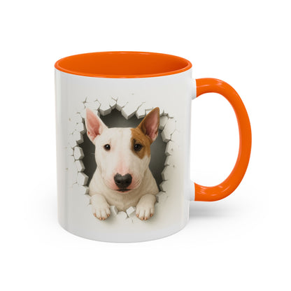 Bull Terrier Coffee Mug — Cute Dog Peeking Accent Mug (11/15oz)