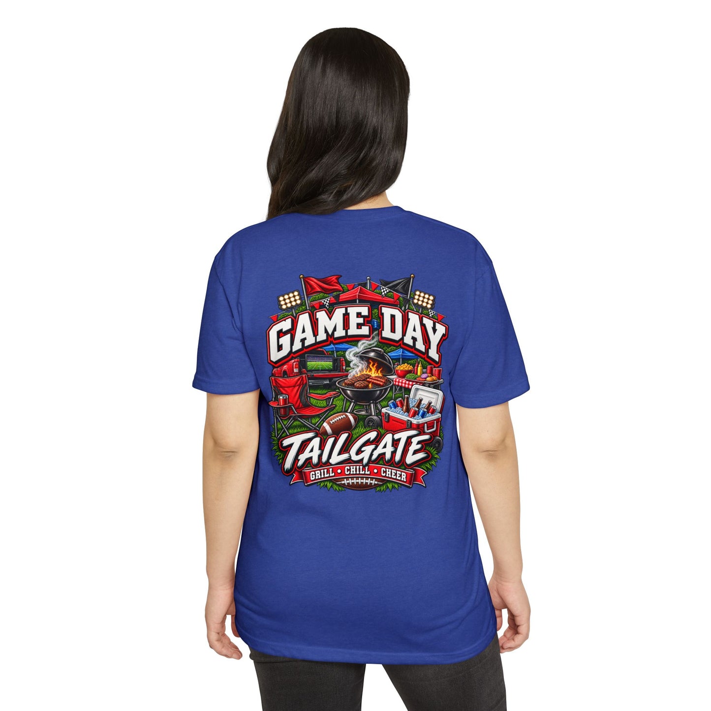 Game Day Tailgate T-Shirt — Grill, Chill & Cheer Football Tee