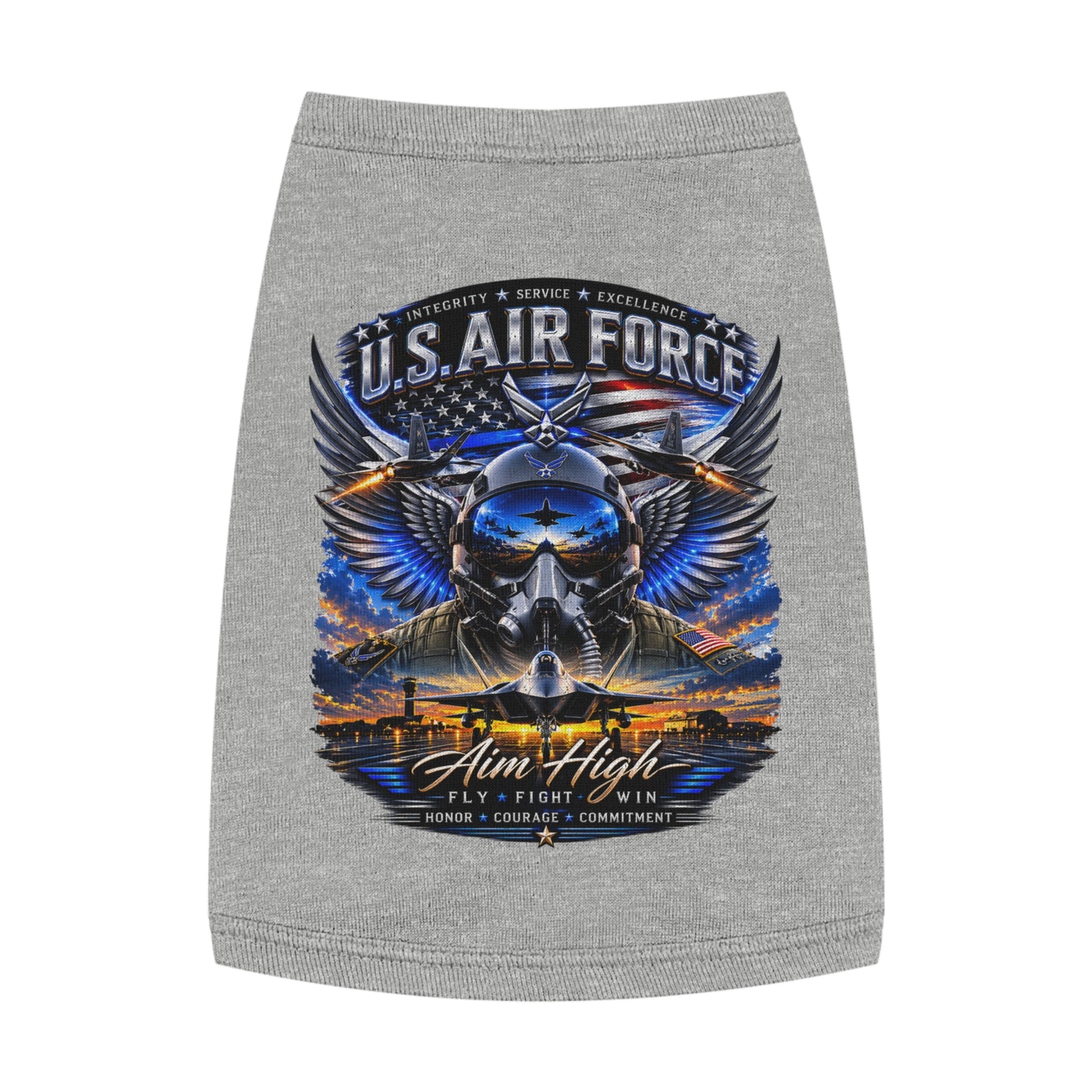 U.S. Air Force Pet Tank Top - "Aim High" Military Pilot Dog Shirt