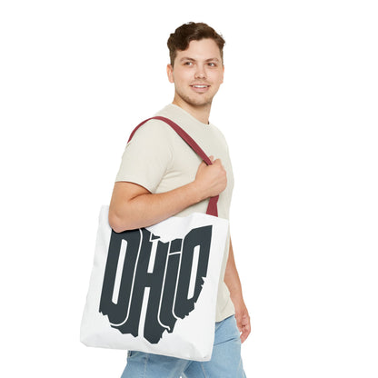 Ohio State Outline Tote Bag — Retro Ohio Text Graphic Tote