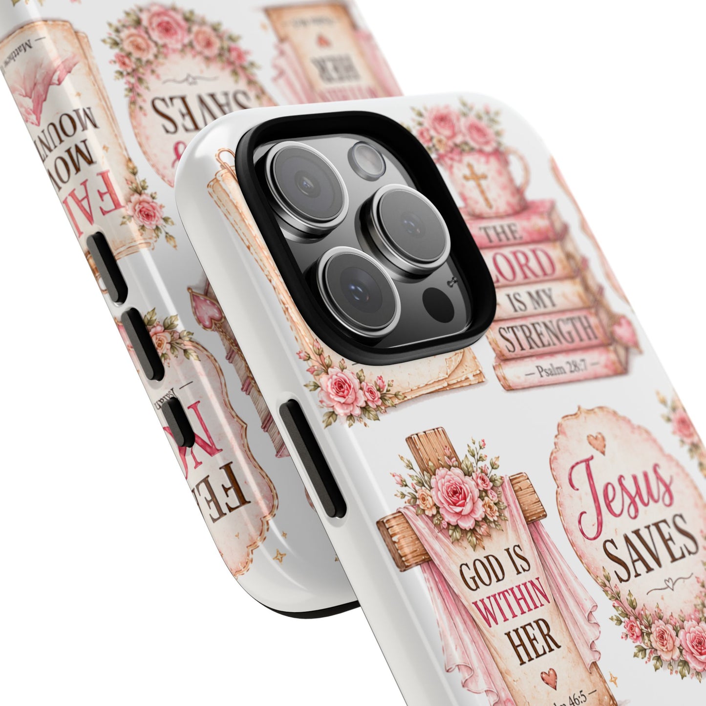 Faith Phone Case — 'Jesus Saves' Floral Christian Scripture iPhone Case