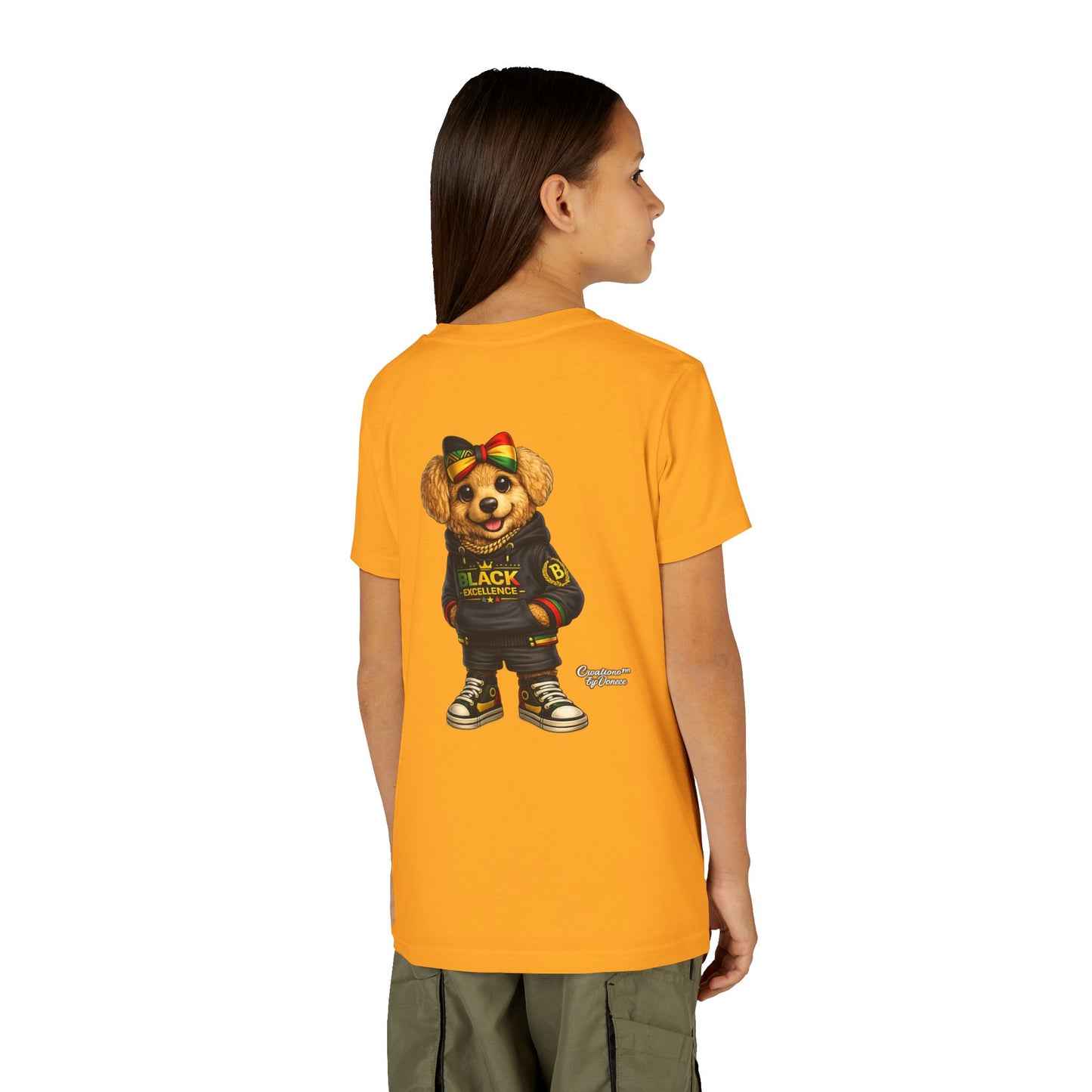 Youth Tee — Rasta Teddy "Black Excellence" Graphic Shirt