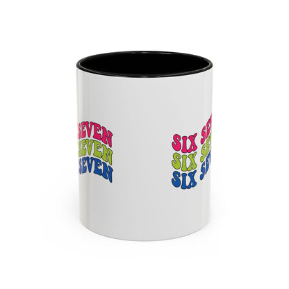 Six Seven Retro Accent Coffee Mug — Colorful 11/15oz Ceramic Tea Cup