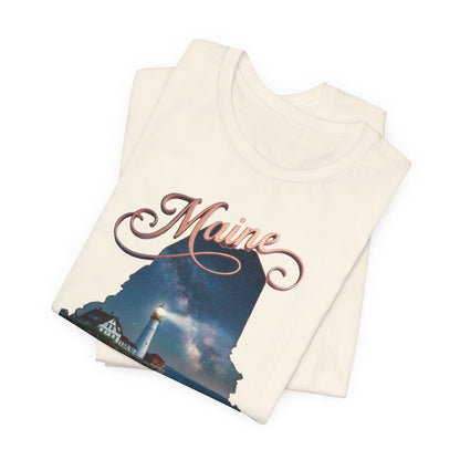 Maine Lighthouse Tee - "Can't Get There From Here" Coastal State Silhouette T-Shirt