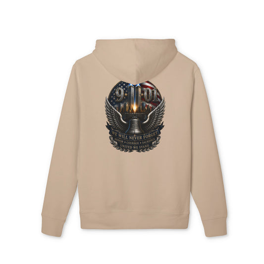 9/11 Never Forget Hoodie — Memorial American Flag Skull Design