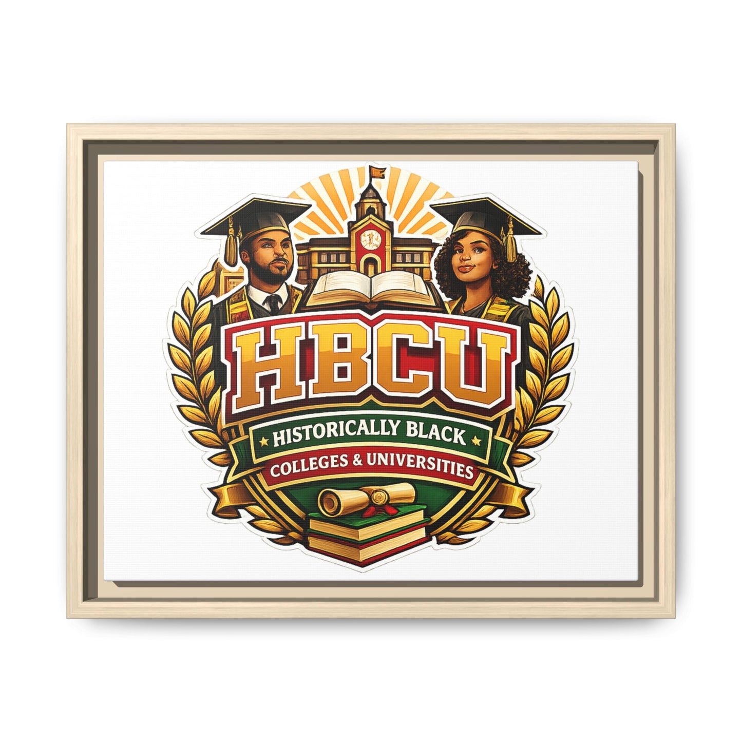 HBCU Crest Framed Canvas — Historically Black Colleges & Universities Wall Art