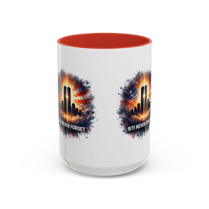 9/11 Never Forget Coffee Mug - Memorial Tribute Accent Mug (11/15oz)