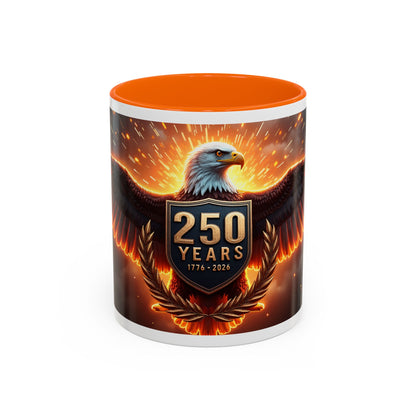 250 Years Eagle Coffee Mug — Patriotic Anniversary Ceramic Accent Mug (11/15oz)