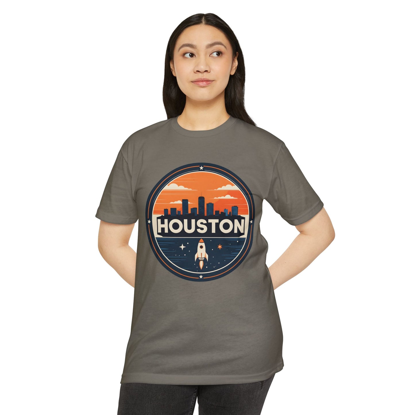 Houston Rocket City T-Shirt — Retro Skyline Space Graphic Tee
