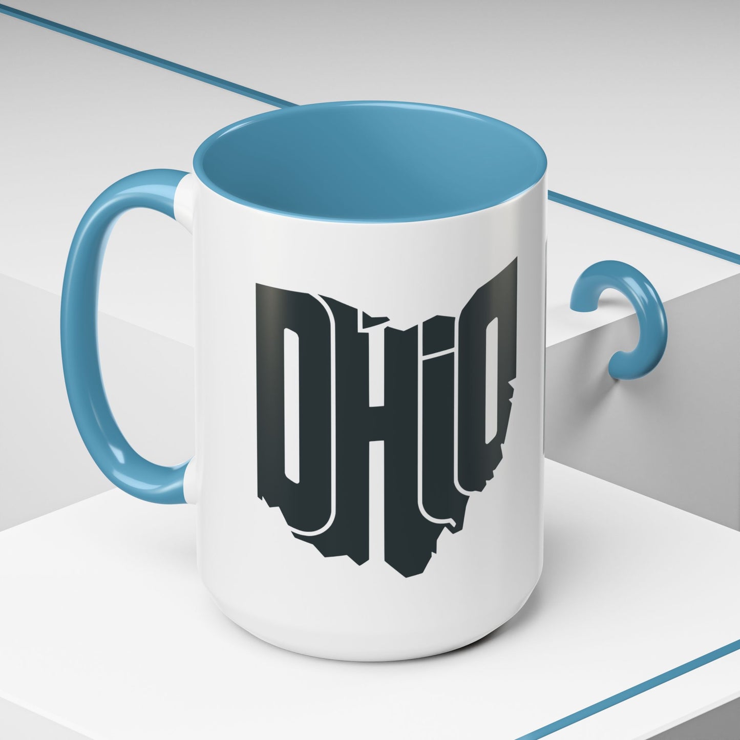 Ohio State Outline Accent Coffee Mug – Black Handle & Interior