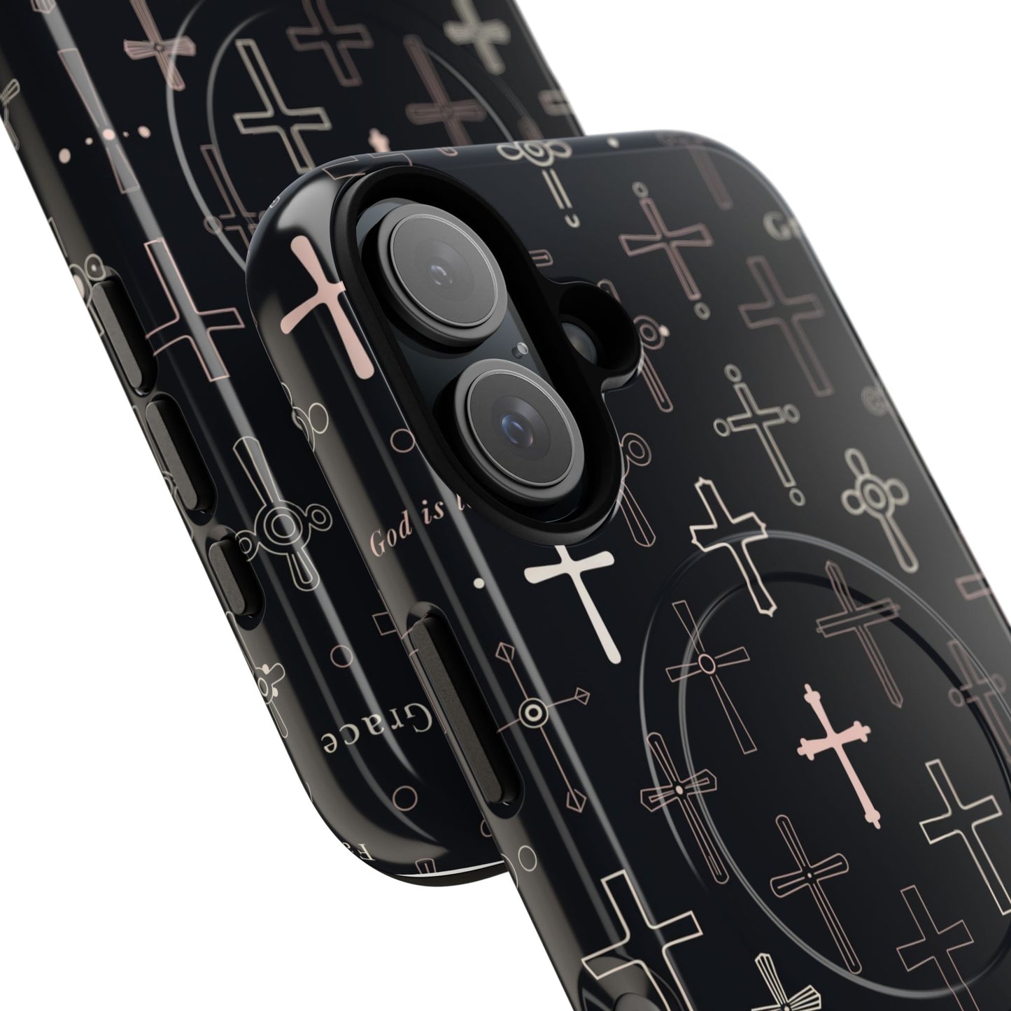 Magnetic Phone Case — Black Crosses "Grace" Protective Cover