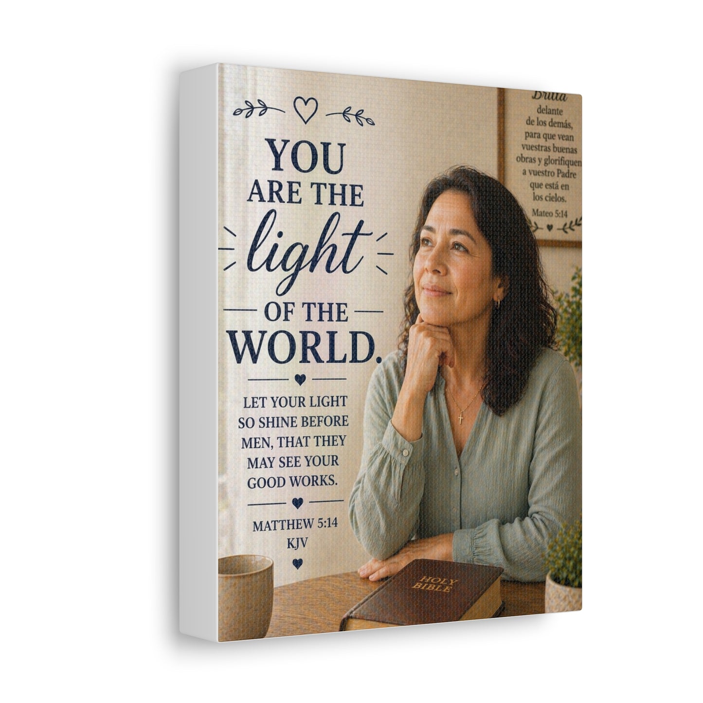 Stretched Canvas - "You Are the Light of the World" Inspirational Scripture Wall Art (Matthew 5:14, KJV)