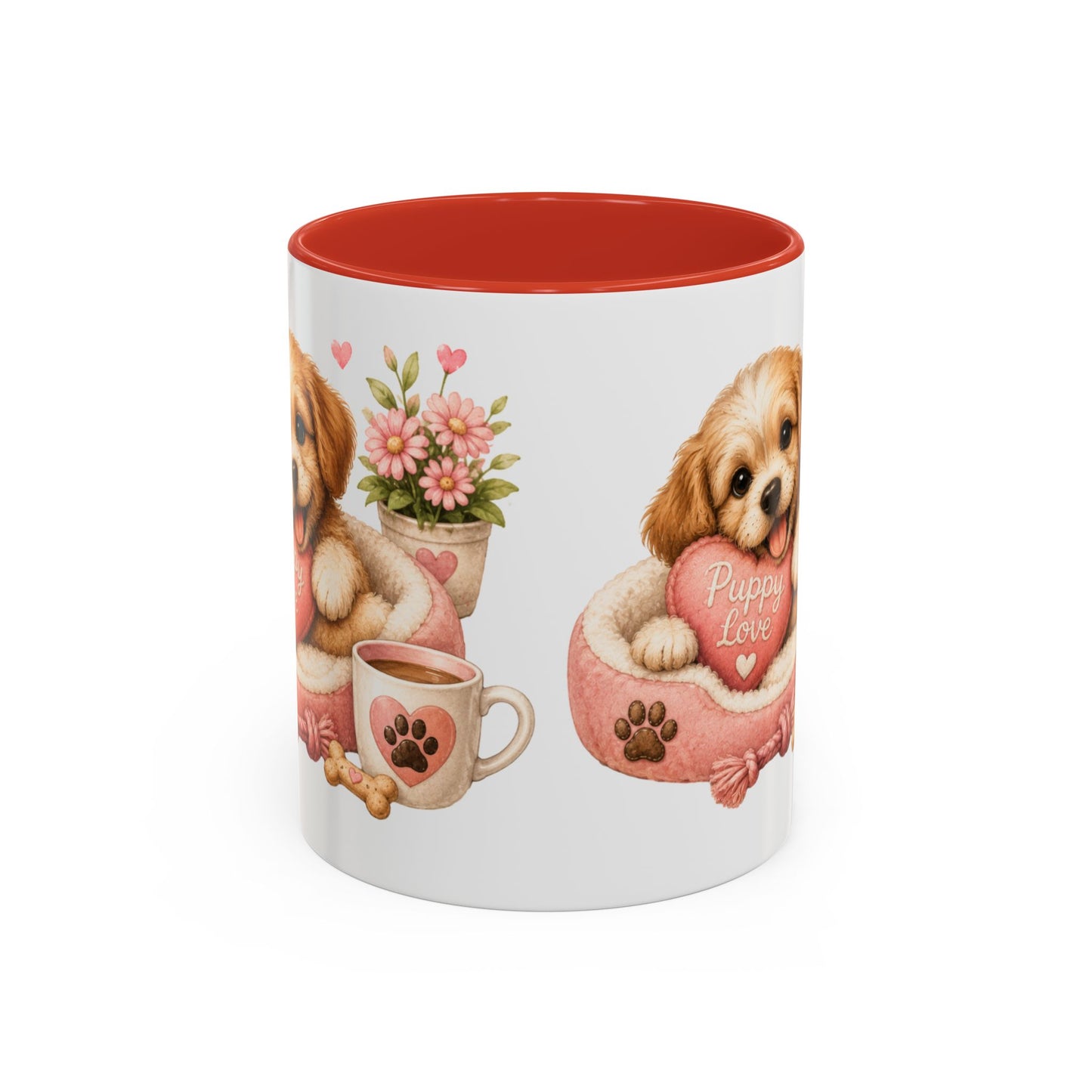 Puppy Love Coffee Mug — Cute Dog Heart Accent Mug (11/15oz)