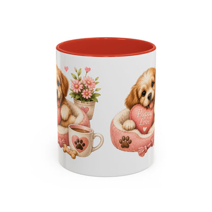 Puppy Love Coffee Mug — Cute Dog Heart Accent Mug (11/15oz)