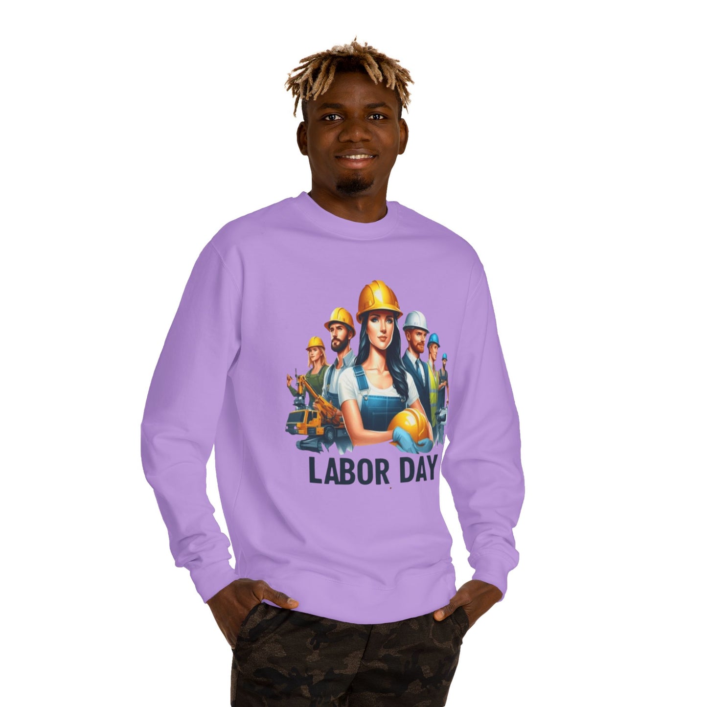 Labor Day Crewneck Sweatshirt — Construction Workers Graphic