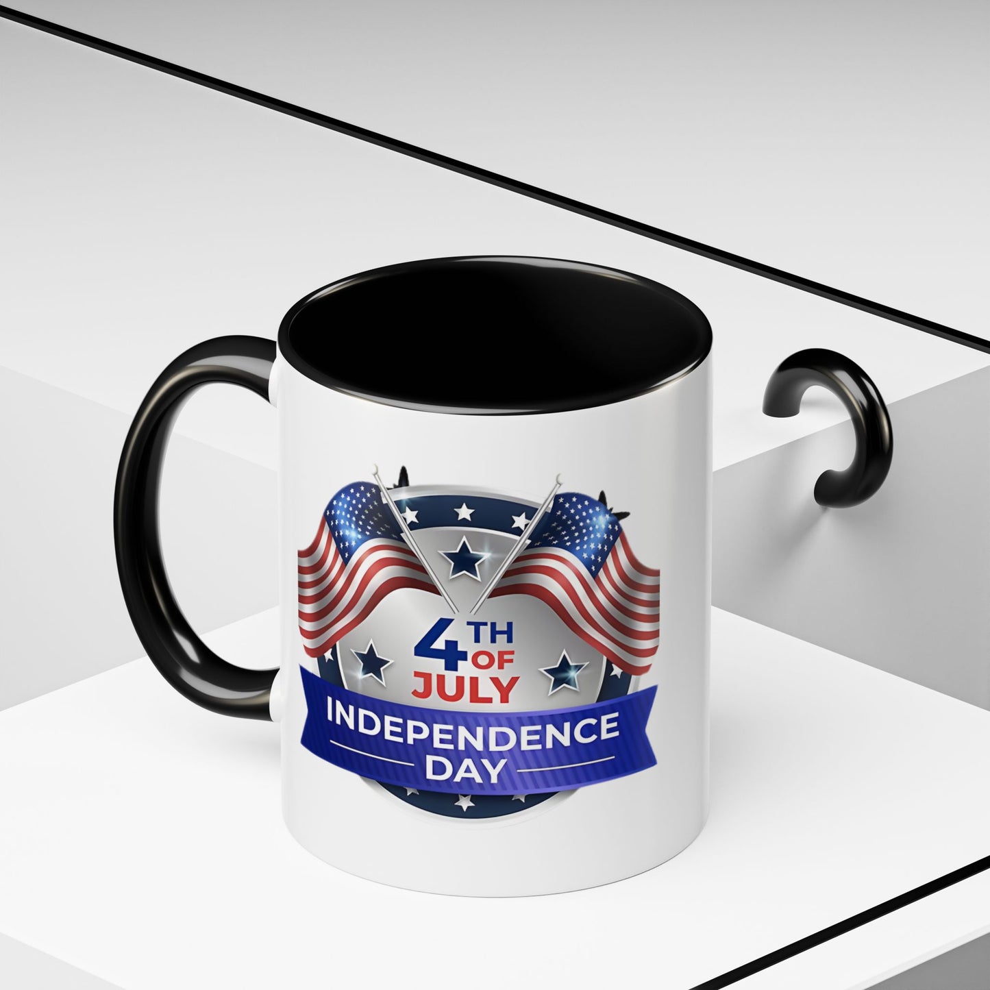 4th of July Independence Day Coffee Mug - Patriotic American Flag Accent
