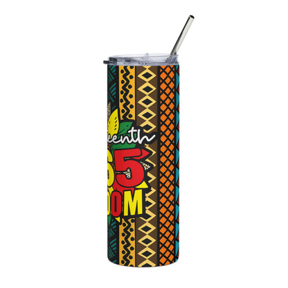 Juneteenth 1865 Freedom Stainless Steel Tumbler — 20oz Colorful African Pattern Travel Cup
