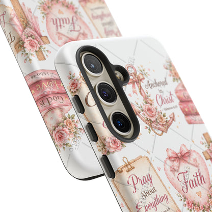 Faith Floral Phone Case – Christian Inspirational Scripture iPhone Cover (Choose Joy, Pray, Faith)