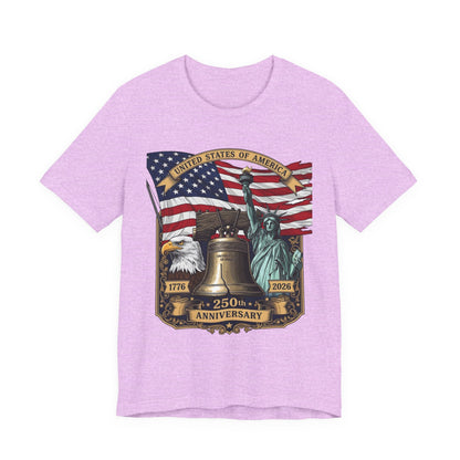 Patriotic 250th Anniversary T-Shirt - Liberty Bell, Bald Eagle & Statue of Liberty